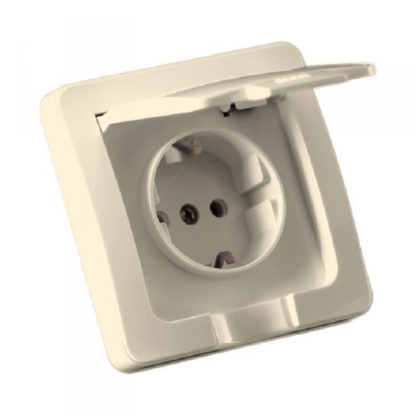 мастер Розетка с/у, 1 гнездо, с/з и кр. 16А, 230В, IP44, слоновая кость. РС16-511-01